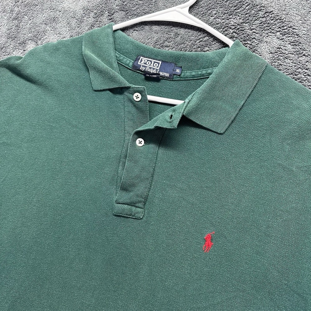 Vintage Polo Ralph Lauren Polo Shirt Mens XL USA Made Green‎ Embroidered Pony